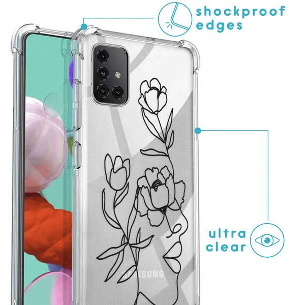 imoshion Design hoesje met koord Samsung Galaxy A51 - Abstract Gezicht Bloem