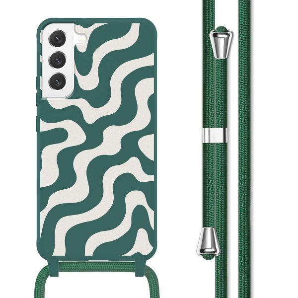 imoshion Siliconen design hoesje met koord Samsung Galaxy S22 Plus - Petrol Green Groovy