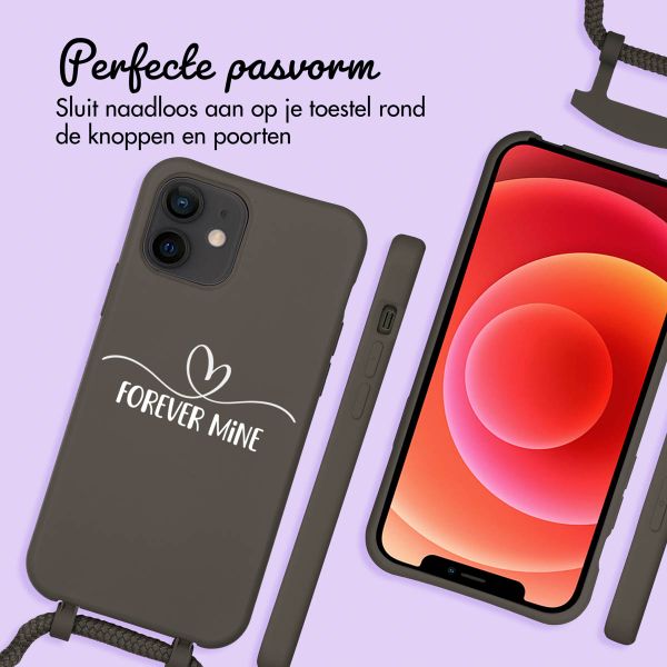 Gepersonaliseerd Color Backcover MagSafe met afneembaar koord en sierlijk hartje  iPhone 12 Pro - Black Coffee