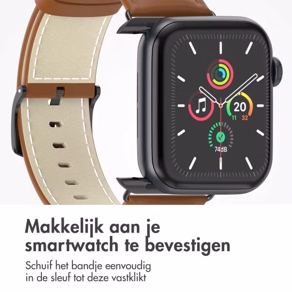 imoshion Classic lederen bandje Apple Watch Series 1 t/m 9 / SE (38/40/41 mm) | Series 10 / 11 (42 mm) - Bruin