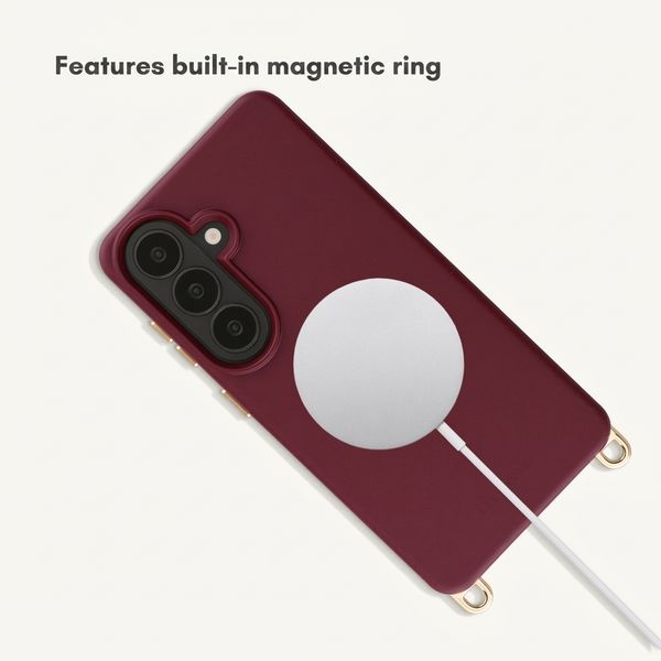 Selencia Rivièra MagSafe Back Cover with detachable hooks Samsung Galaxy S26 - Bold Burgundy