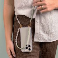 Selencia Telefoonkoorden set met Parels en Elastiekjes - Pistache Cream