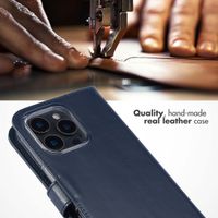 Selencia Genuine Leather Book Case Apple iPhone 16 Pro Max - Blue