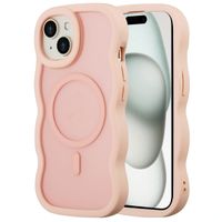 Selencia Wavy Backcover met MagSafe Apple iPhone 15 - Soft Pink