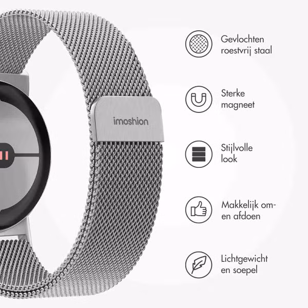 imoshion Milanees magnetisch bandje Google Pixel Watch 3 / 4 (45 mm) - Zilver