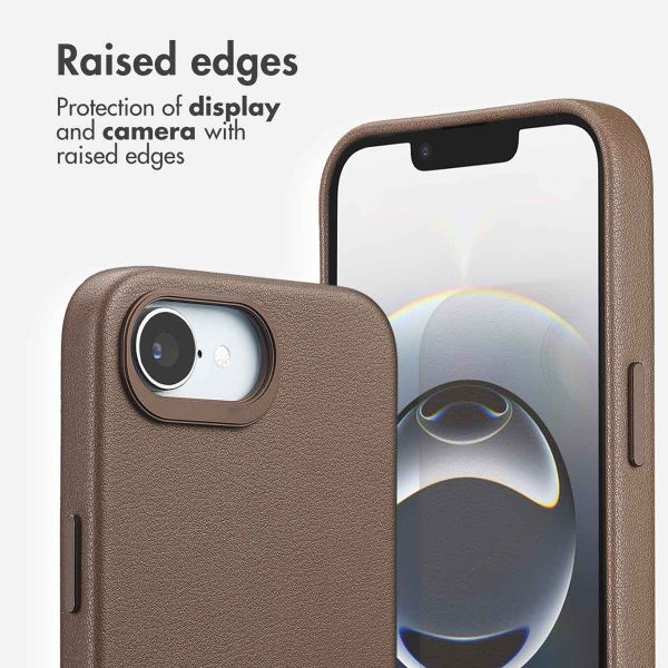 Accezz Leather Back Cover with MagSafe Apple iPhone 17e / 16e - Coffee Brown