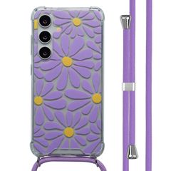 imoshion Design hoesje met koord Samsung Galaxy S24 - Tropical Violet Flowers Connect