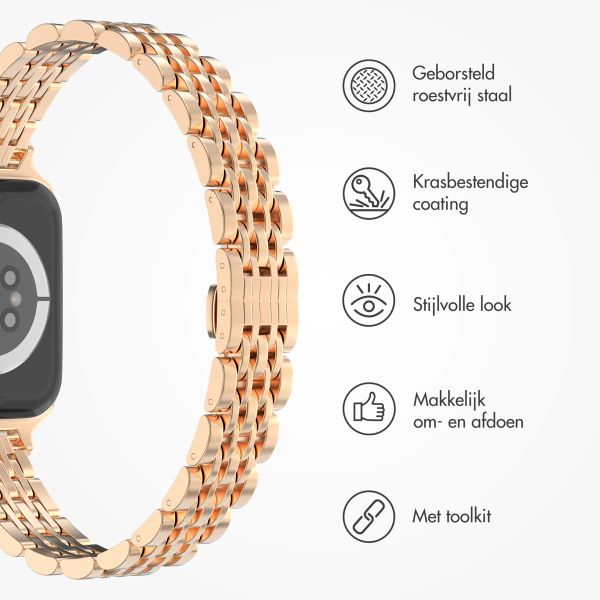 Selencia Slim Steel Jubilee Inspired schakelbandje Apple Watch Series 1 t/m 9 / SE (38/40/41 mm) | Series 10 (42 mm) - Rosé Goud