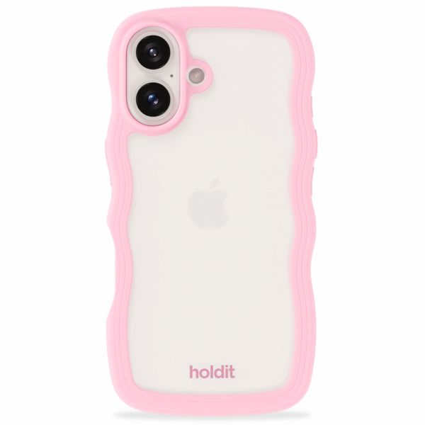 Holdit Wavy Case iPhone 16 Plus - Pink / Transparent