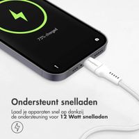 imoshion Lightning naar USB kabel - Non-MFi - Gevlochten textiel - 1,5 meter - Wit