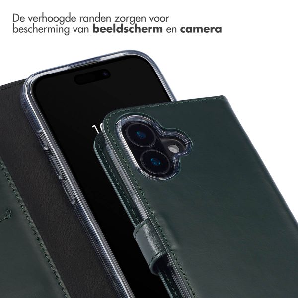 Selencia Echt Leren Bookcase Apple iPhone 16 - Groen