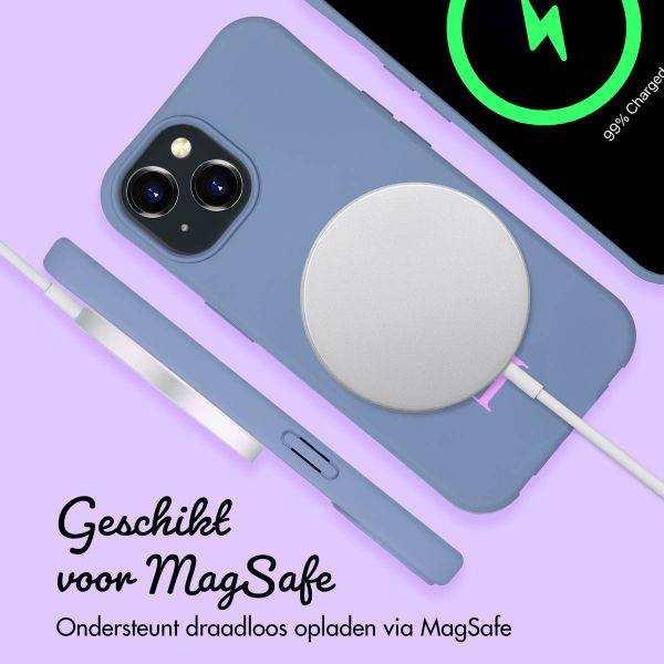 Gepersonaliseerd Color Backcover MagSafe met afneembaar koord en naam  iPhone 15 - Ash Blue