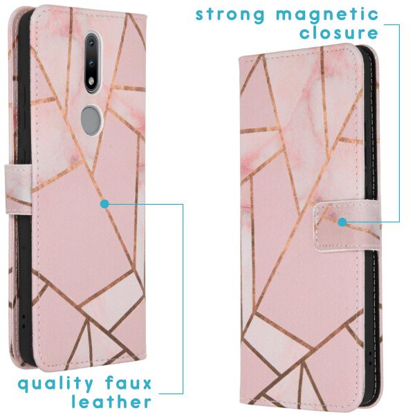 imoshion Design Softcase Bookcase Nokia 2.4 - Pink Graphic