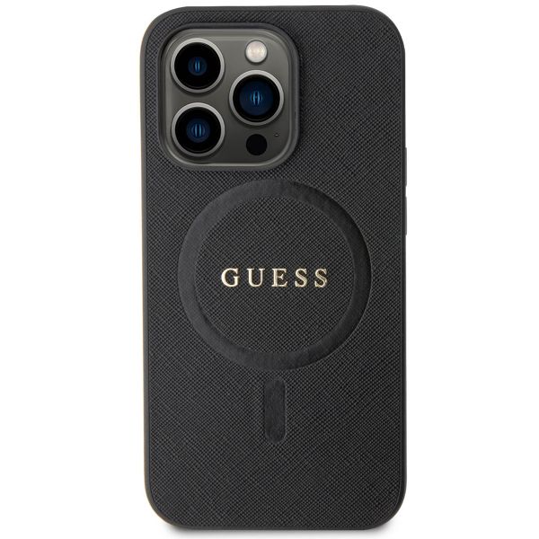 Guess Saffiano Backcover MagSafe Apple iPhone 15 Pro Max - Zwart