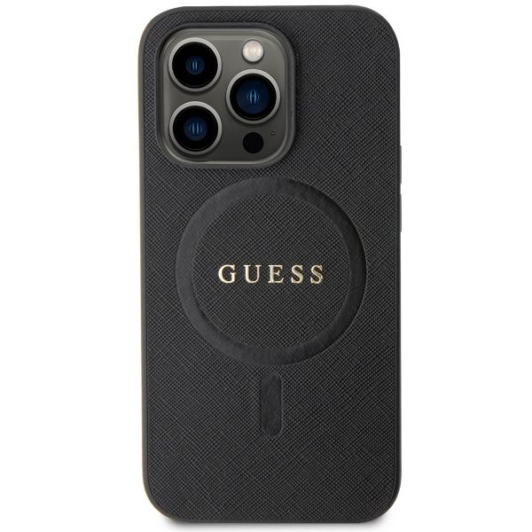 Guess Saffiano Backcover MagSafe iPhone 15 Pro Max - Zwart