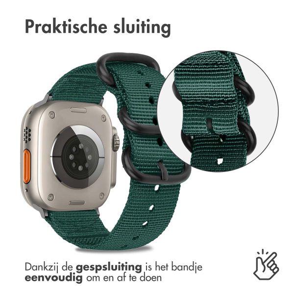 imoshion Nylon bandje Apple Watch Series 1-10 / SE / Ultra (2) - 42/44/45/46/49 mm - Donkergroen