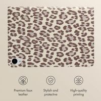 Selencia Sabi Bookcase with Leopard Print Samsung Galaxy Tab S11 - Soft Ivory