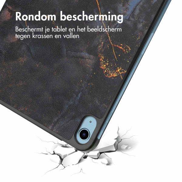 imoshion Design Trifold Bookcase Apple iPad 11 (2025) 11 inch A16 / iPad 10 (2022) 10.9 inch - Black Marble