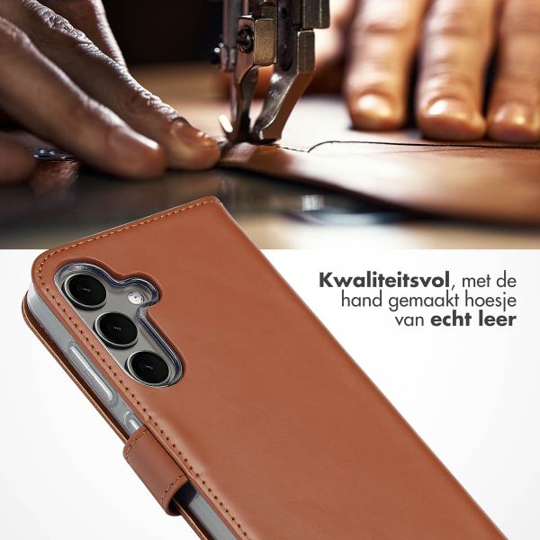 Selencia Echt Leren Bookcase Samsung Galaxy S25 - Lichtbruin