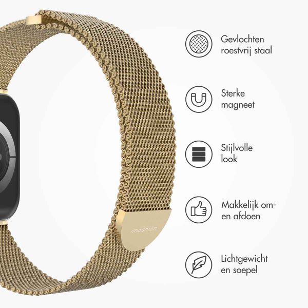 imoshion Milanees magnetisch bandje Apple Watch Series 1 t/m 9 / SE (38/40/41 mm) | Series 10 (42 mm) - Maat S - Champagne