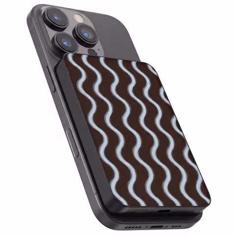 Selencia Vivid Powerbank 5.000 mAh - Draadloze Powerbank - MagSafe en Qi - Black / Wavy Baby Choco