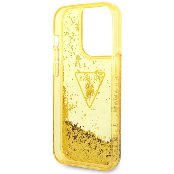 Guess Liquid Glitter Backcover iPhone 14 Pro - Geel