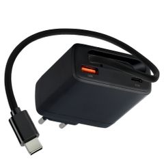 imoshion GaN Oplader met uittrekbare USB-C kabel 65W - USB-A + USB-C - Zwart