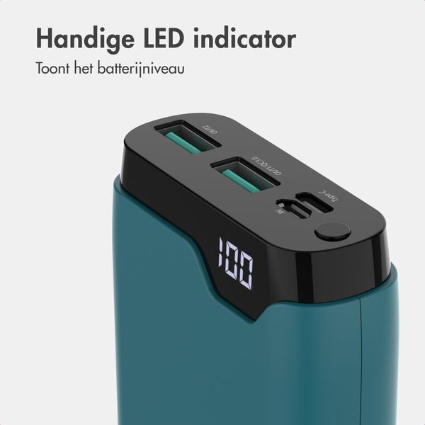 imoshion Powerbank 20.000 mAh - 22,5W Snellader - USB-C / USB-A - Petrol Green