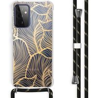 imoshion Design hoesje met koord voor Samsung Galaxy A72 - Bladeren - Goud / Transparant