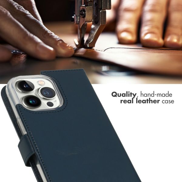 Selencia Genuine Leather Book Case Apple iPhone 14 Pro Max - Blue