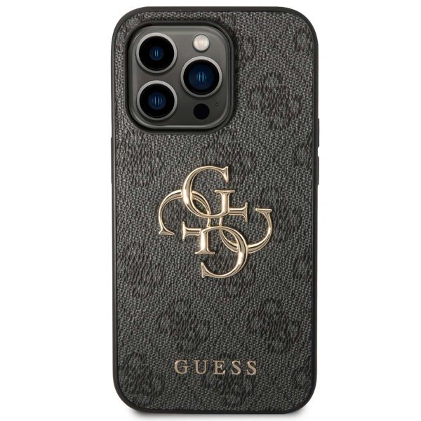 Guess 4G Metal Logo Backcover iPhone 14 Pro - Grijs