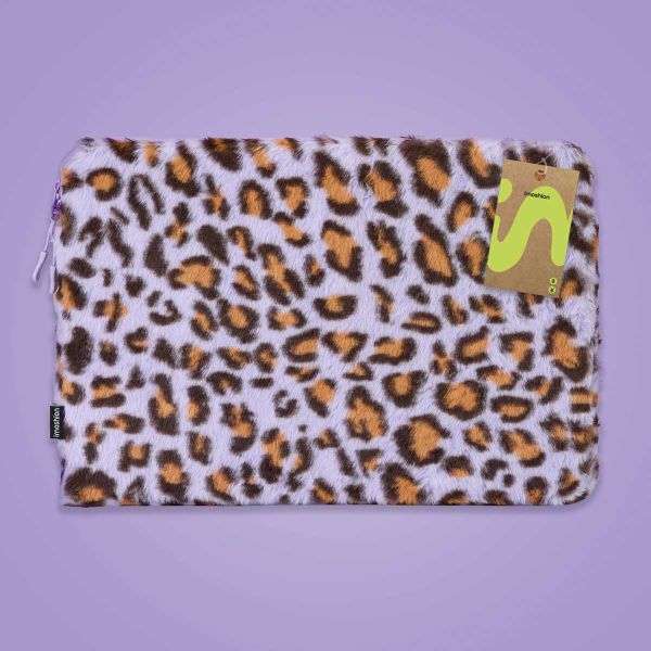 imoshion Fluffy Laptop hoes 13-14 inch - Laptopsleeve - Leopard Lilac