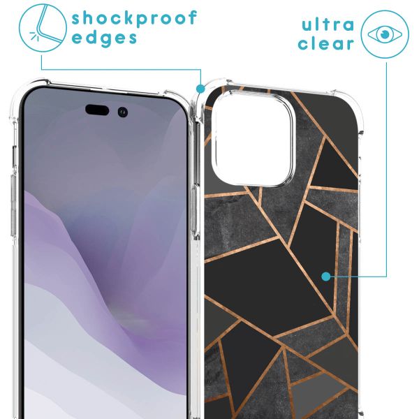 imoshion Design hoesje met koord iPhone 14 Pro Max - Grafisch Koper - Zwart / Goud