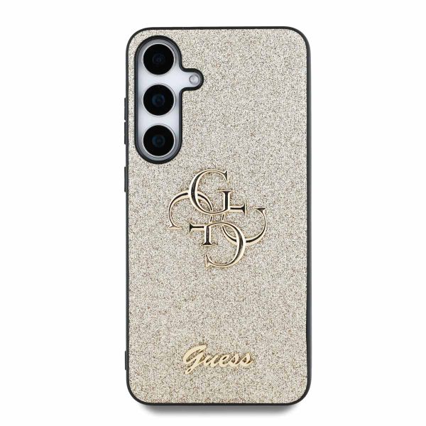 Guess 4G Metal Logo Glitter Backcover Samsung Galaxy S25 Plus - Goud