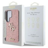 Guess 4G Metal Logo Glitter Backcover Samsung Galaxy S25 Ultra - Roze
