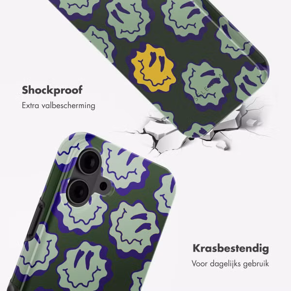 Selencia Vivid Backcover met MagSafe Apple iPhone 16 - Wavy Smiley Green