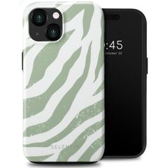 Selencia Vivid Backcover iPhone 15  - Colorful Zebra Sage Green