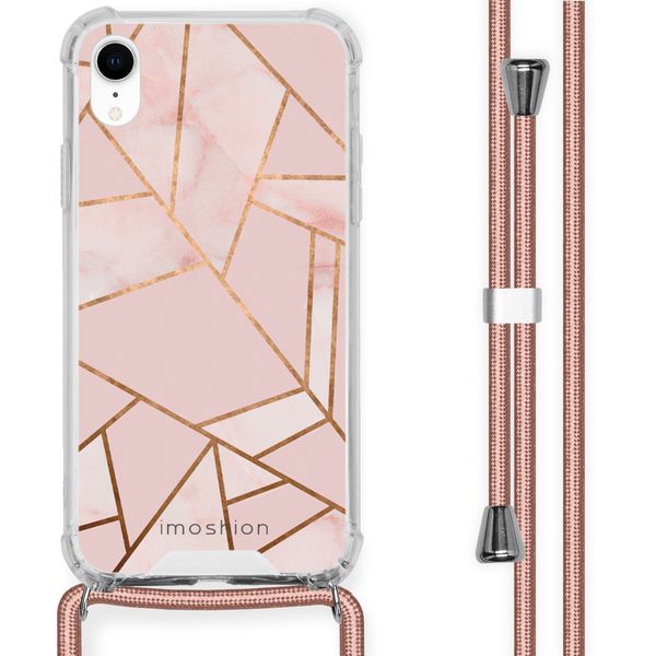 imoshion Design hoesje met koord iPhone Xr - Grafisch Koper - Roze / Goud