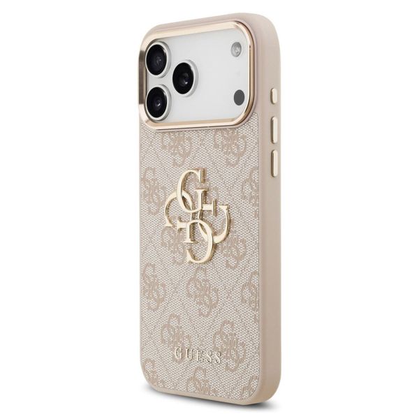 Guess 4G Metal Logo Backcover Apple iPhone 17 Pro - Gold Edge - Pink