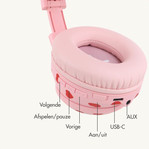 imoshion Draadloze Kinderkoptelefoon LED Light - Decibelbegrenzer - Met AUX kabel - Hartjes