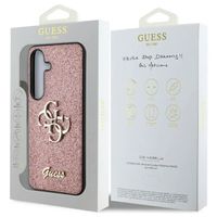 Guess 4G Metal Logo Glitter Backcover Samsung Galaxy S25 - Roze