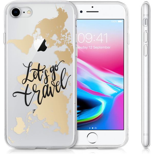 imoshion Design hoesje iPhone SE (2022 / 2020) / 8 / 7 / 6s - Let's Go Travel / Zwart