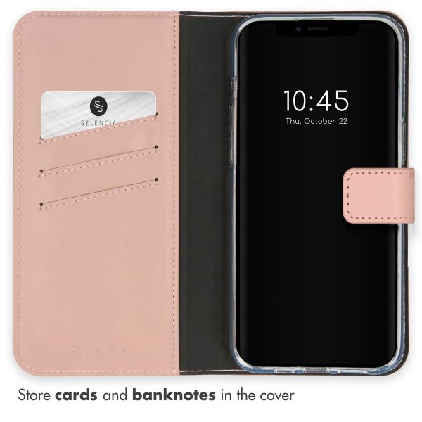 Selencia Genuine Leather Book Case Apple iPhone 15 - Dusty Pink