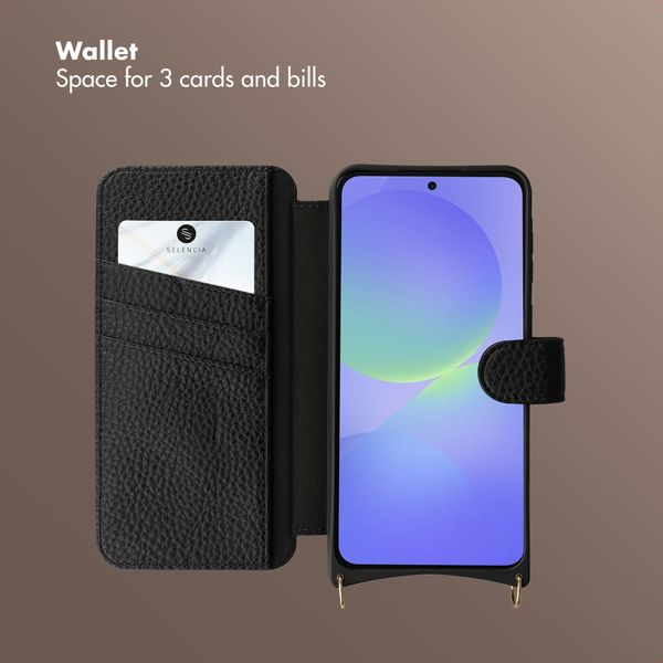 Selencia Riva Bookcase with MagSafe and phone strap Samsung Galaxy A37 (5G) - Black
