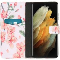 imoshion Design Softcase Bookcase Samsung Galaxy S21 Ultra - Bloem - Roze