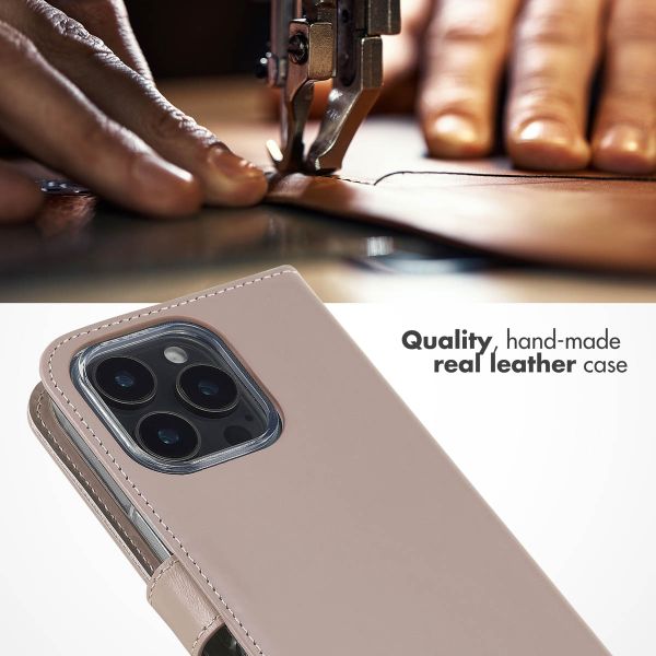 Selencia Genuine Leather Book Case Apple iPhone 16 Pro - Dusty Pink