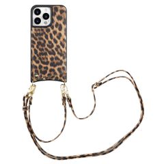 Selencia Nova Phone Case with Cord and Card Holder Apple iPhone 15 Pro Max - Leopard