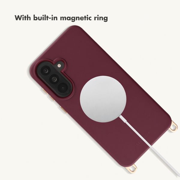 Selencia Rivièra MagSafe Case with detachable hooks Samsung Galaxy A36 / A56 - Bold Burgundy