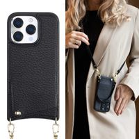 Selencia Nova Phone Case with Cord and Card Holder Apple iPhone 16 Pro - Black
