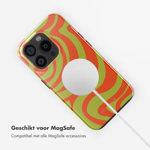 Selencia Vivid Backcover met MagSafe Apple iPhone 15 Pro - Wavy Swirl Orange Fern